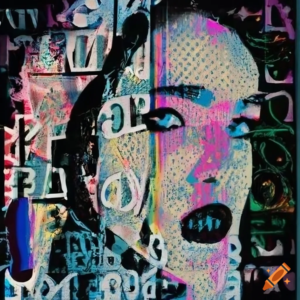 surreal portrait with spraypaint and grunge aesthetic