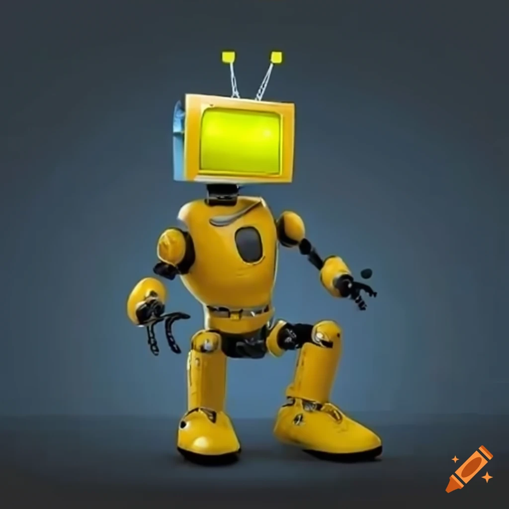 artistic depiction of a robot with a TV head