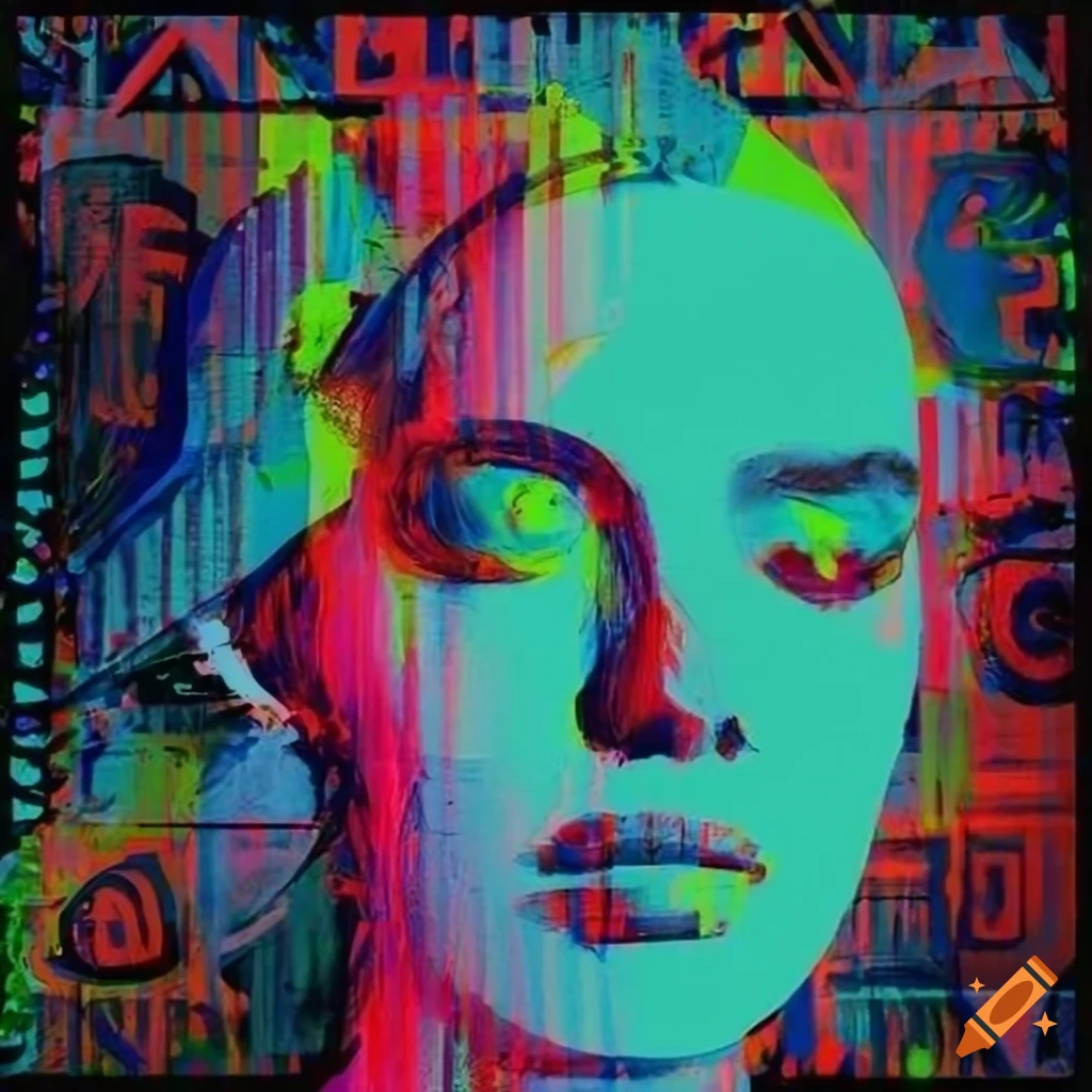 Surreal portrait with graffiti style overlay