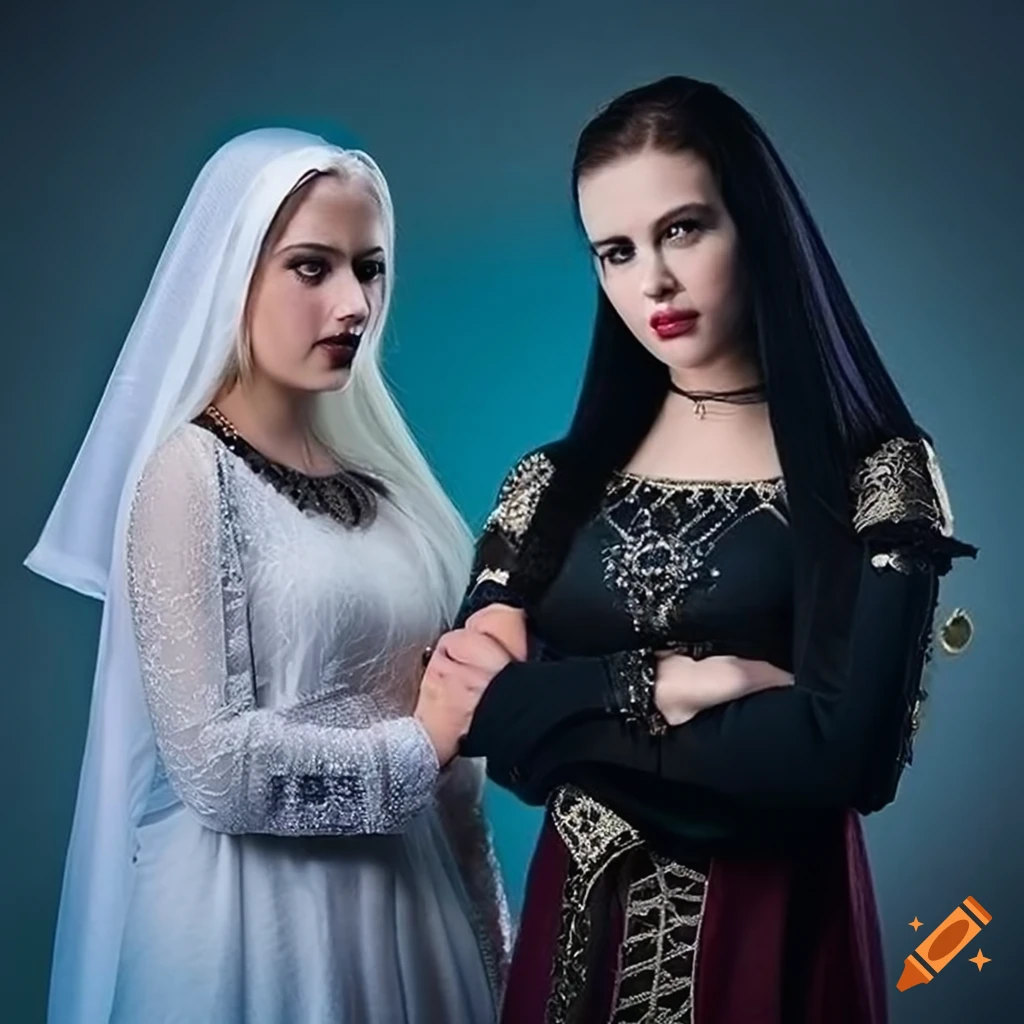 contrast diptych of Southern Slavic Orthodox Christian woman and goddess