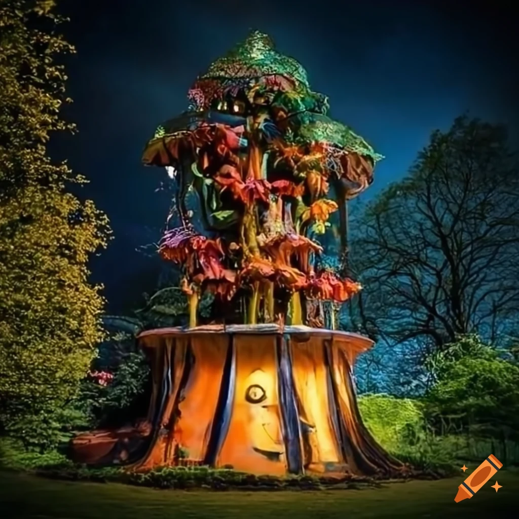 surrealist public lamps in a city park