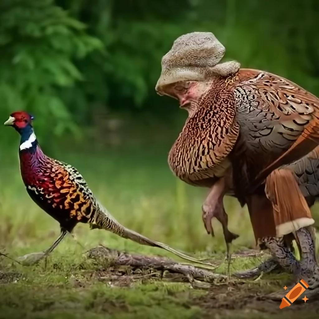 Conceptual art of a combination of a pheasant and a peasant on Craiyon