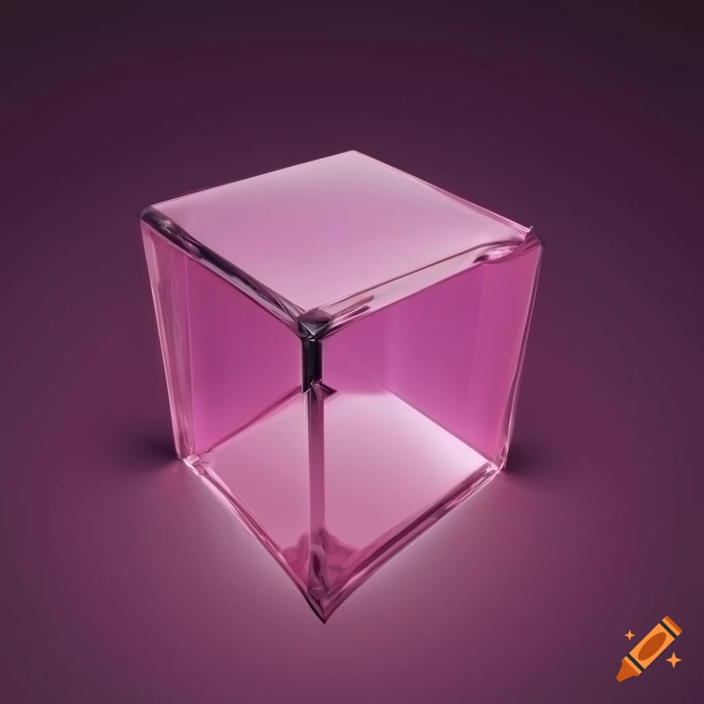 Pink glass cube in high resolution on craiyon