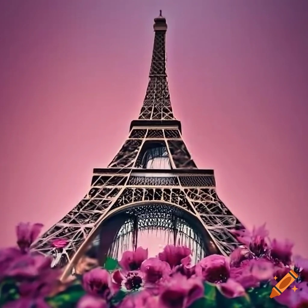 Eiffel Tower With Blooming Flowers On Craiyon