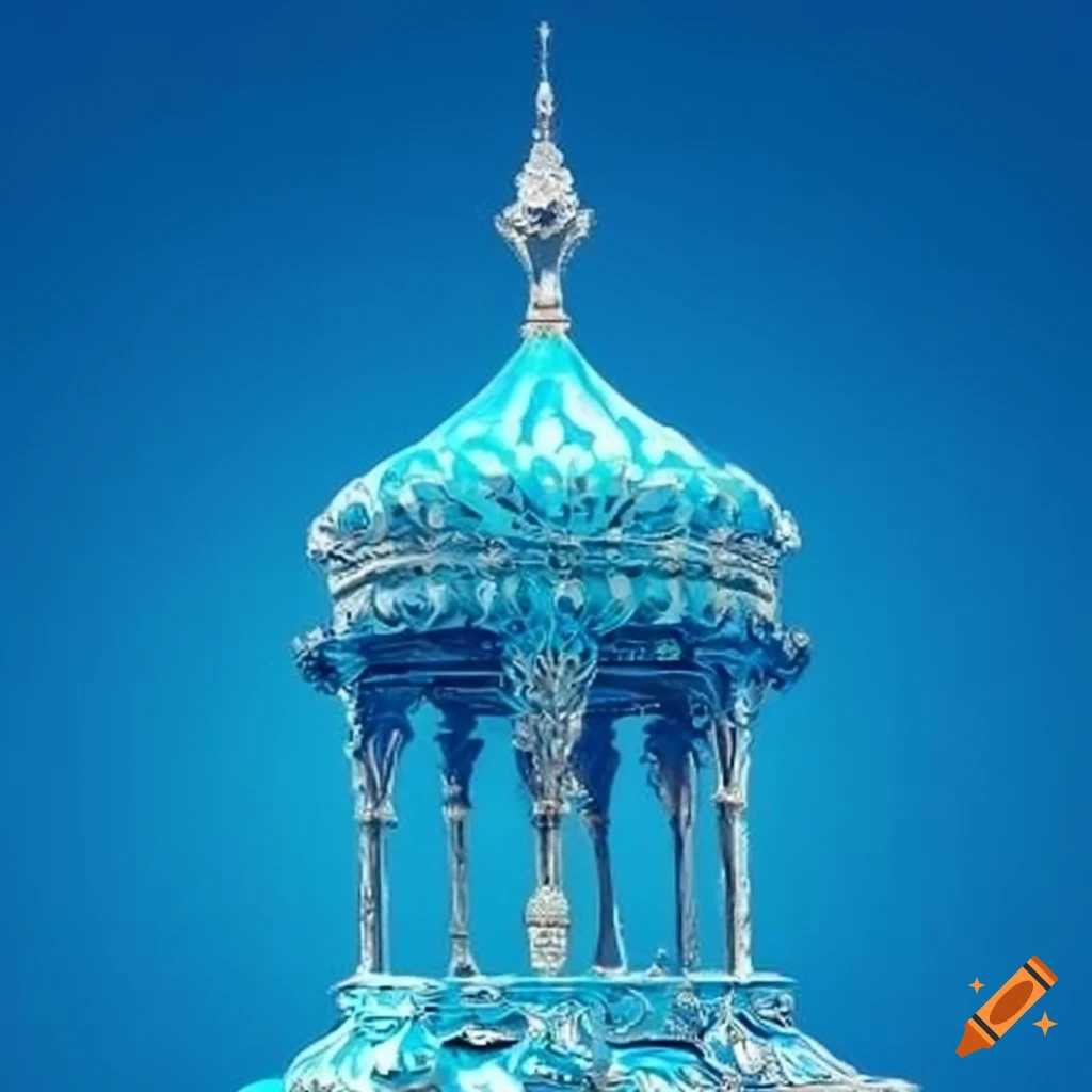 silver Islamic gazebo under a clear blue sky