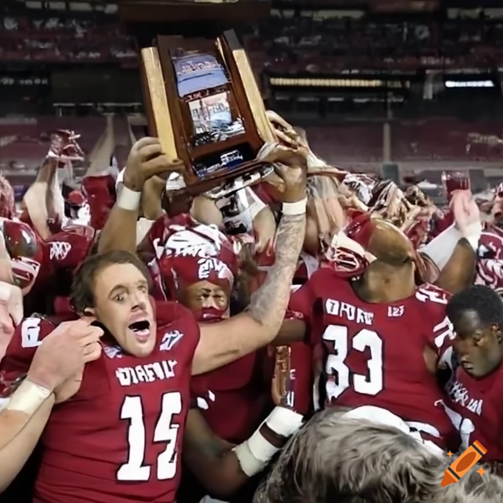 UMass football team celebrating their national championship victory