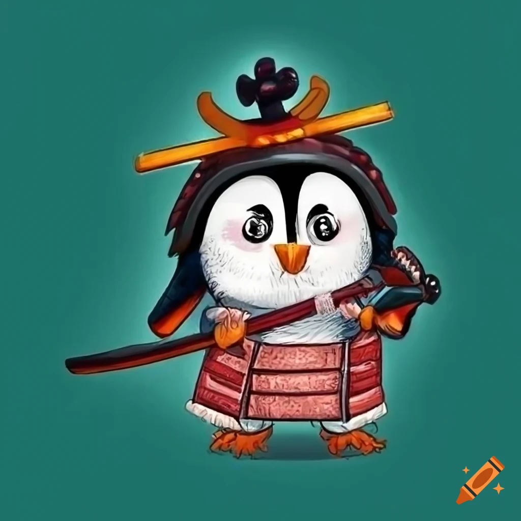 Cute samurai penguin with a katana on Craiyon