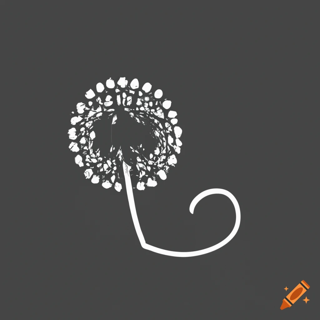 minimalist logo of a dandelion and heart