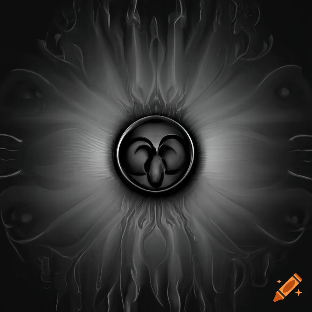 intricate black metal logo with circular design