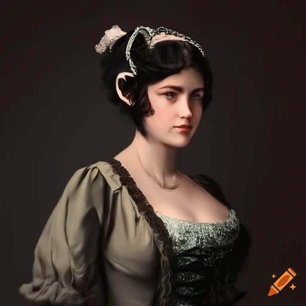 victorian woman with short black hair wearing a hairband