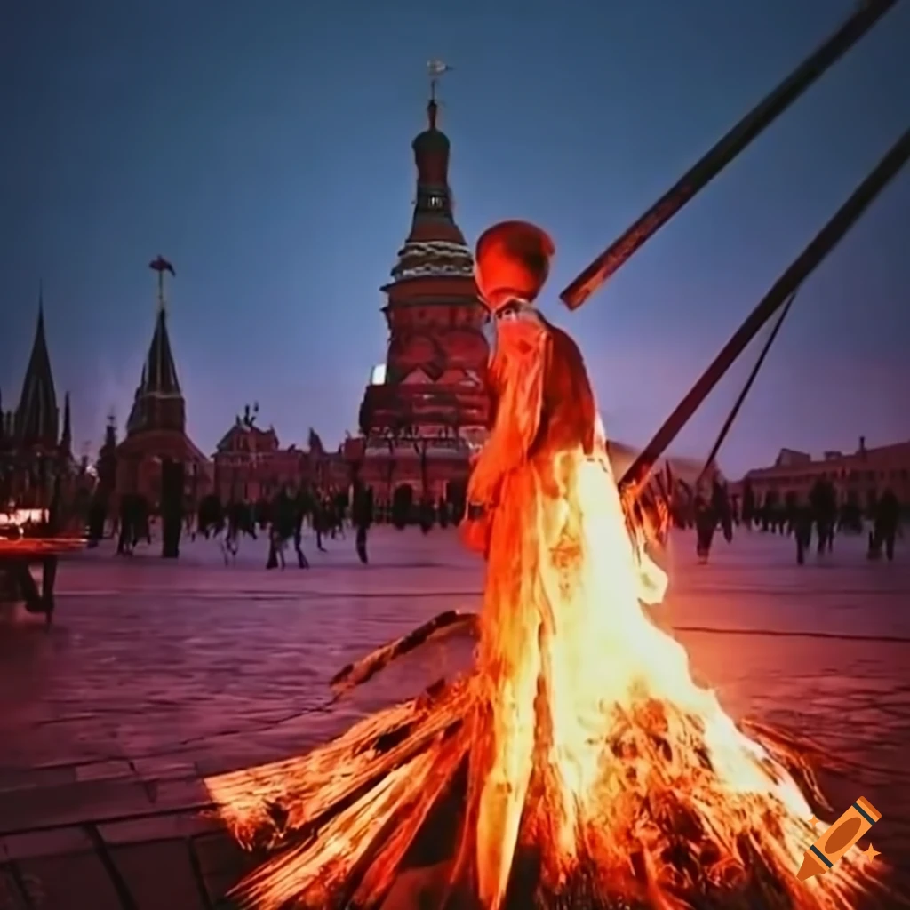 bonfire on Red Square in Moscow