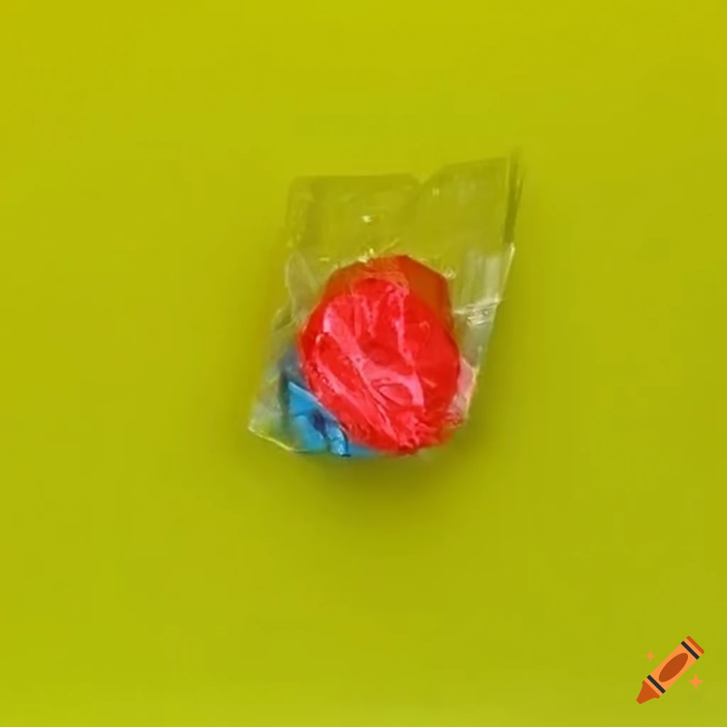 Close-up of a colorful m&m candy in a transparent bag