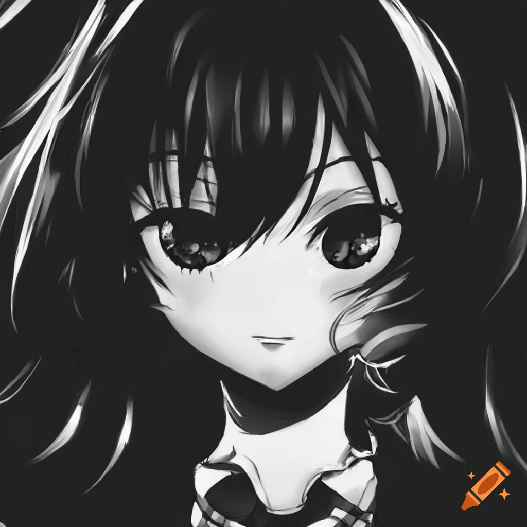Black and white anime artwork