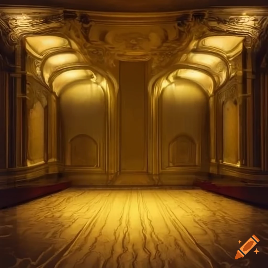 elegant empty room with golden accents