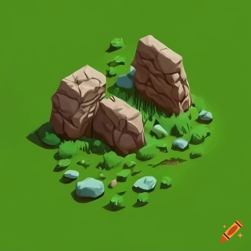 Isometric view of a colored video game landscape on craiyon