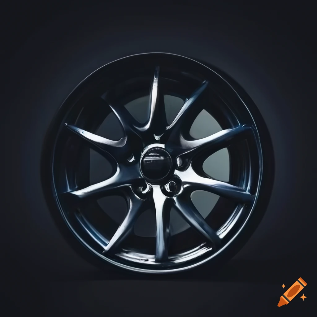 Closeup of 6spoke rally wheels on a car on Craiyon