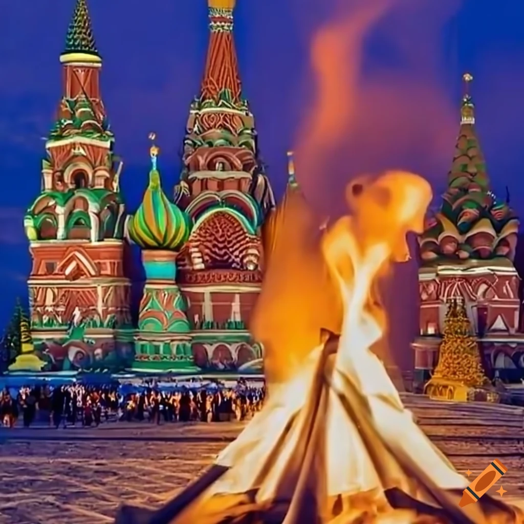 bonfires on Red Square in Moscow