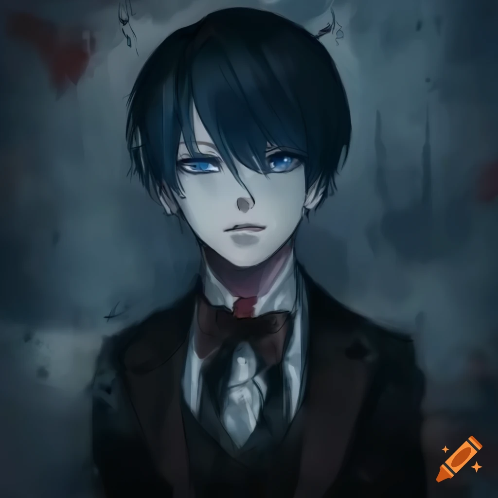 Dark fantasy anime character with haunting appearance