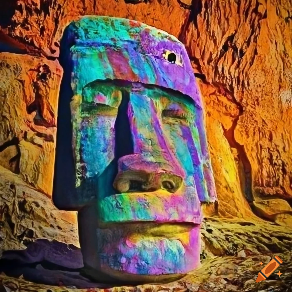 colourful portrait on stone art