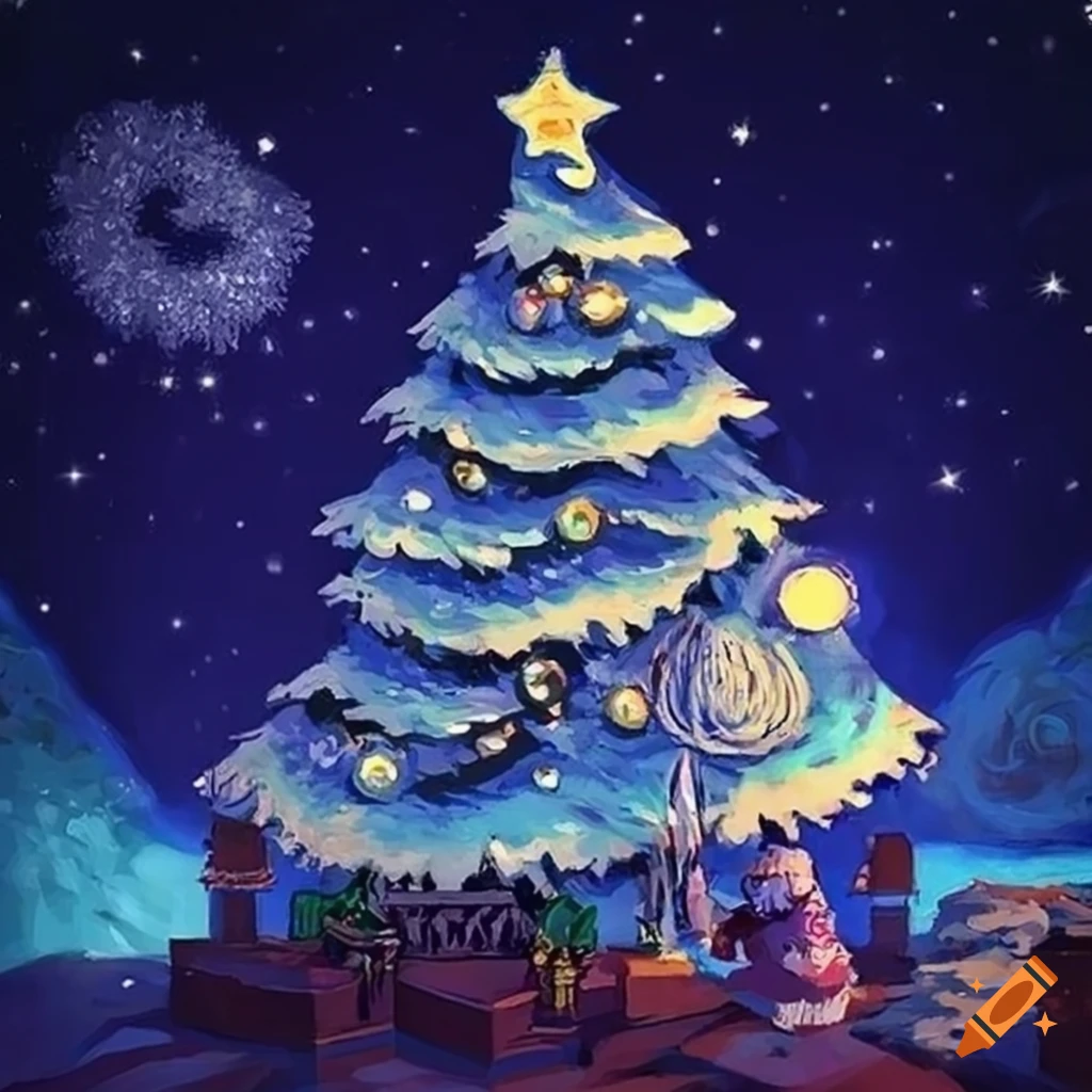 Christmas night with stars in the sky