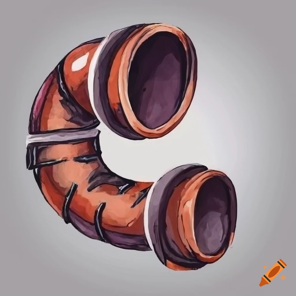watercolor illustration of a large pipe
