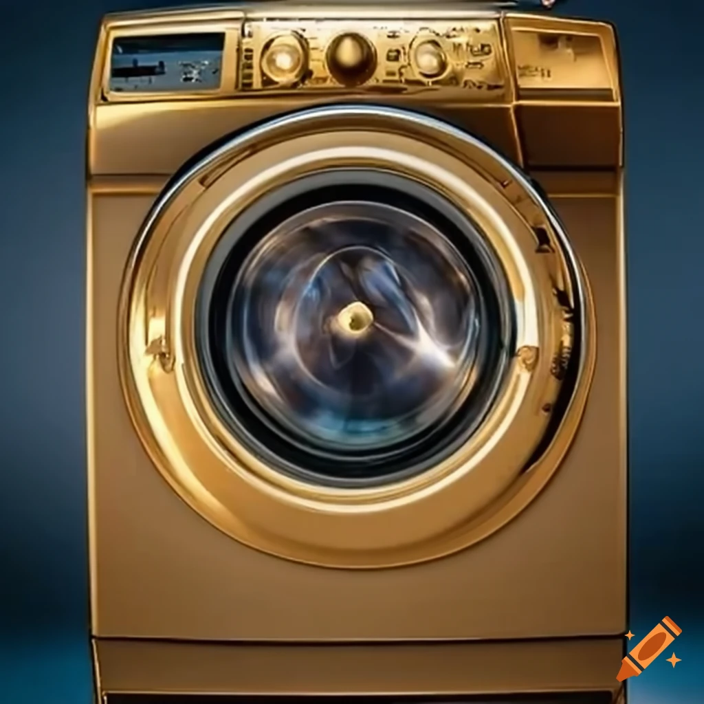 Luxurious golden washing machine on Craiyon