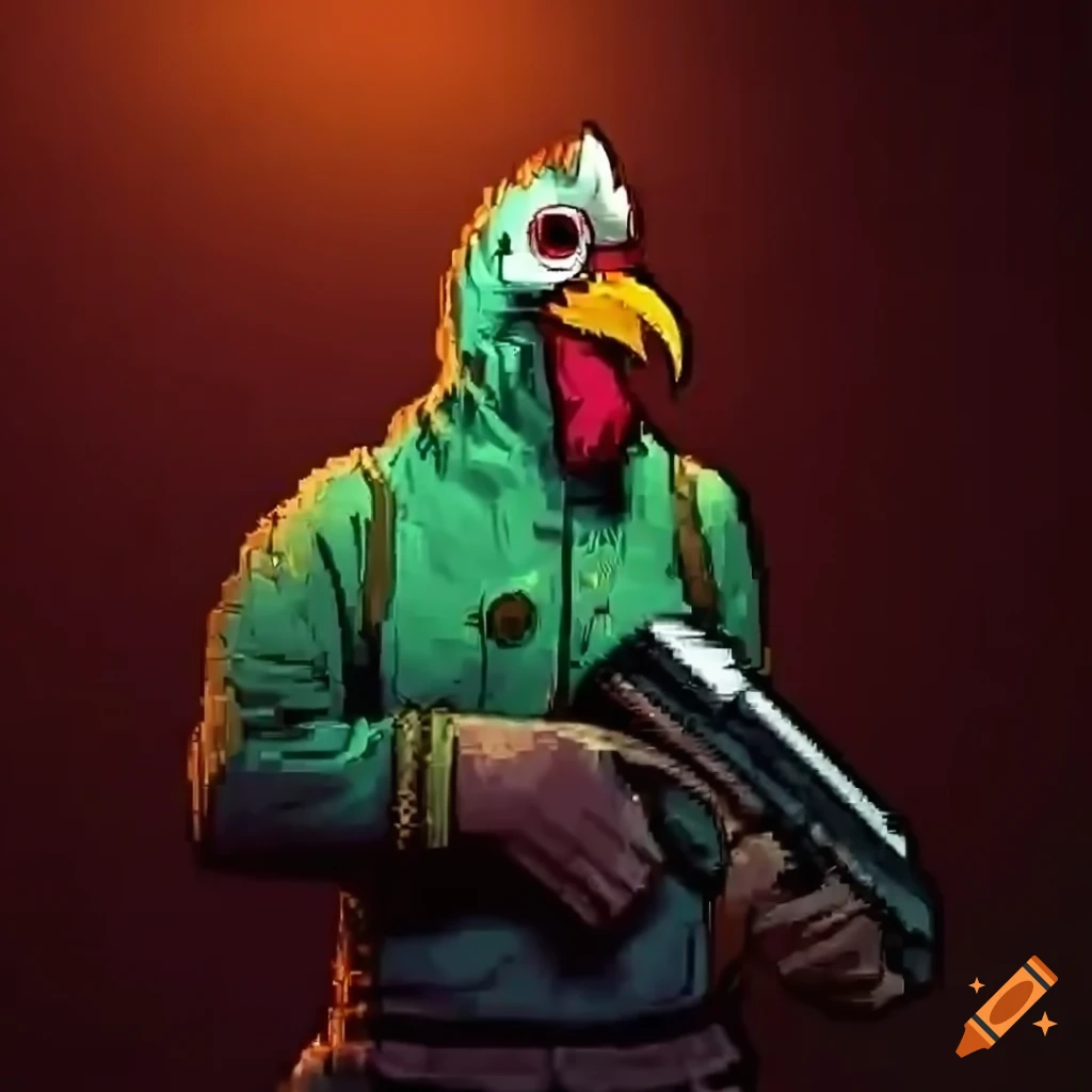 Intense action scene from hotline miami game