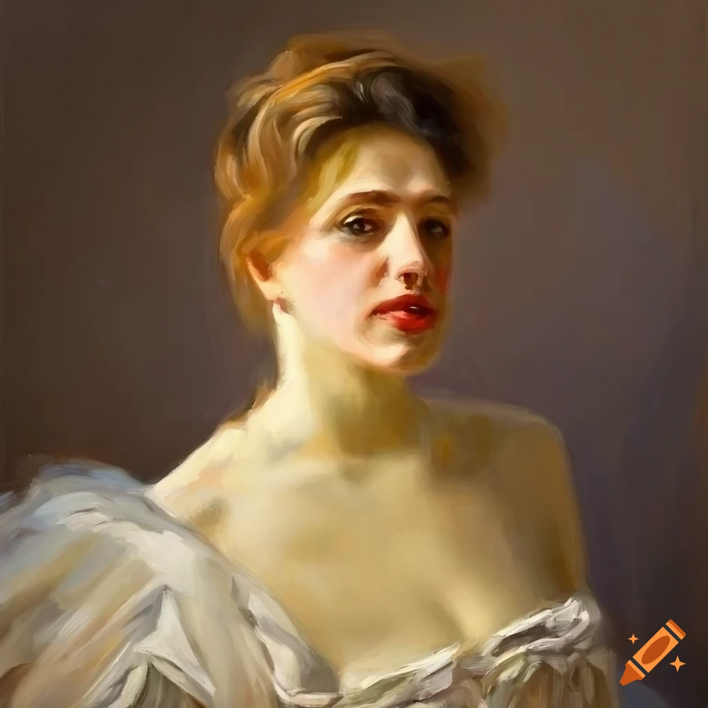 thick oil paint portrait of a vogue model