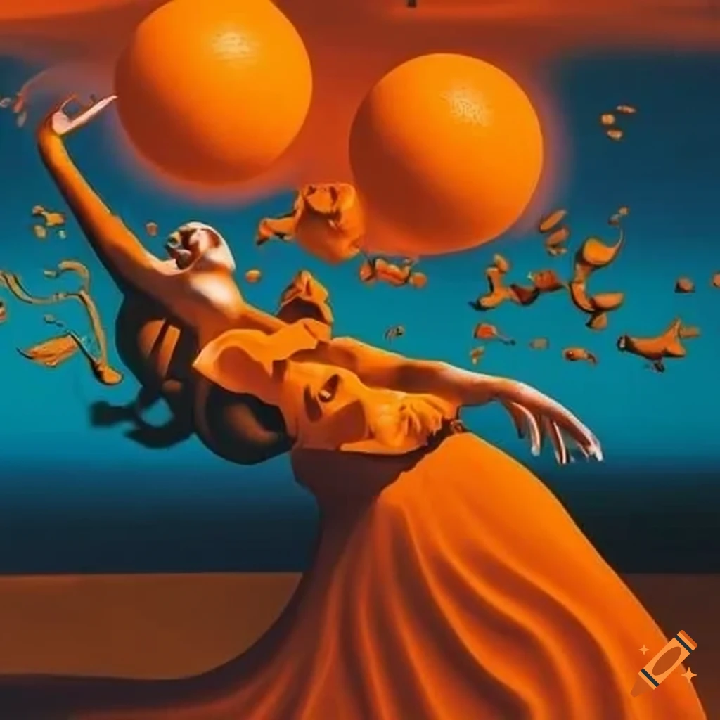 dark orange painting inspired by Salvador Dali
