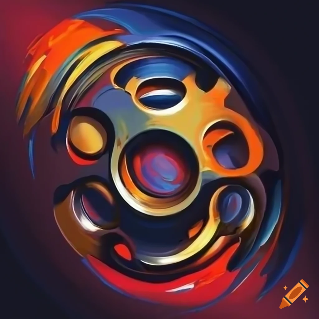 abstract 2D vector mechanical shape painting