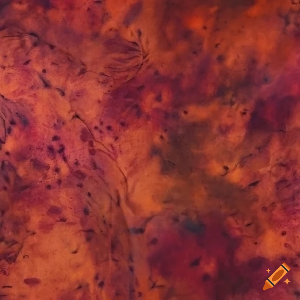 fabric with light orange and light burgundy acid splotch patterns