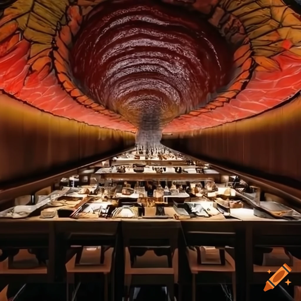 Interior of a grand sushi restaurant on Craiyon