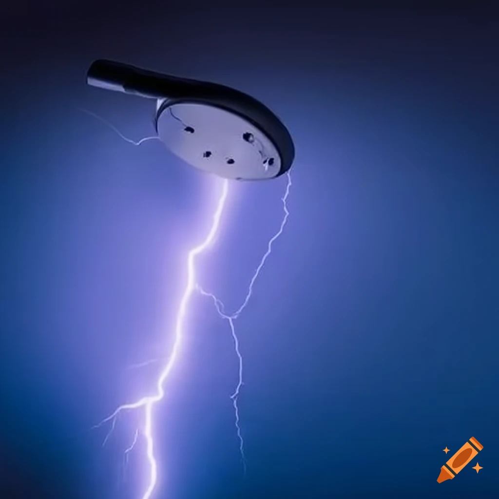 Conceptual artwork of lightning from a shower head on Craiyon