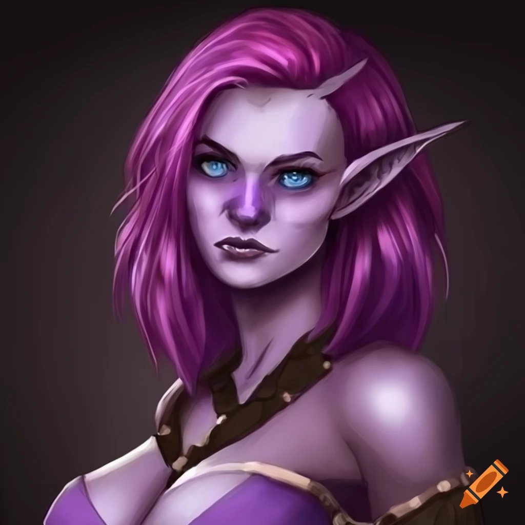 Purple Half Orc Female With Blue Eyes And Red Hair On Craiyon 2289