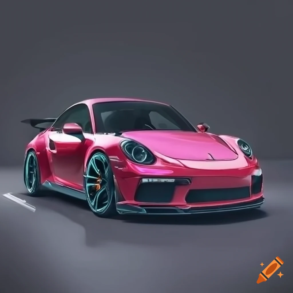 Flashy colored porsche gt3 rs on Craiyon