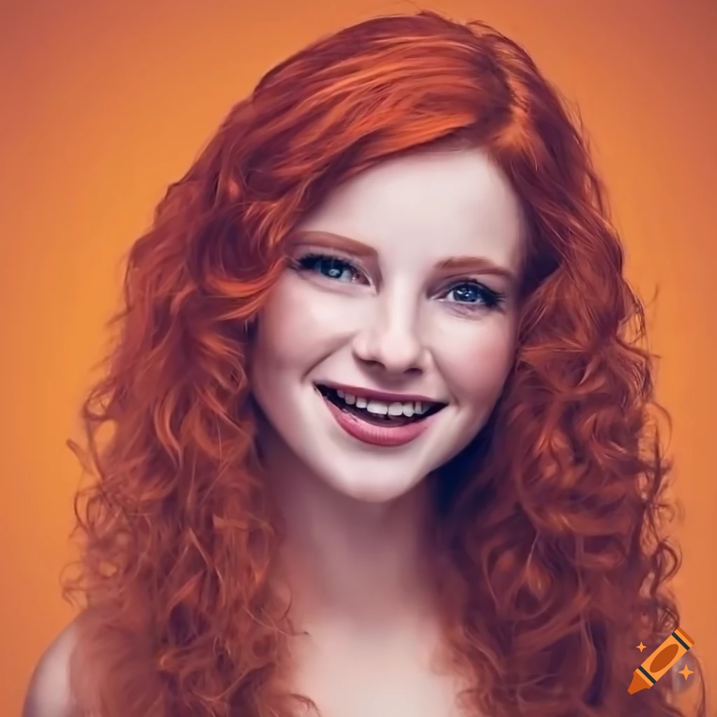 Portrait of a young woman with freckles and red hair on Craiyon