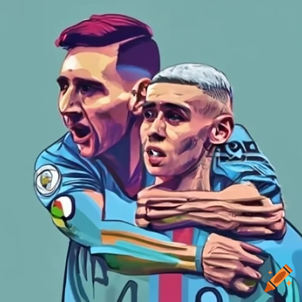 lionel-messi-and-phil-foden-celebrating-a-goal-on-craiyon