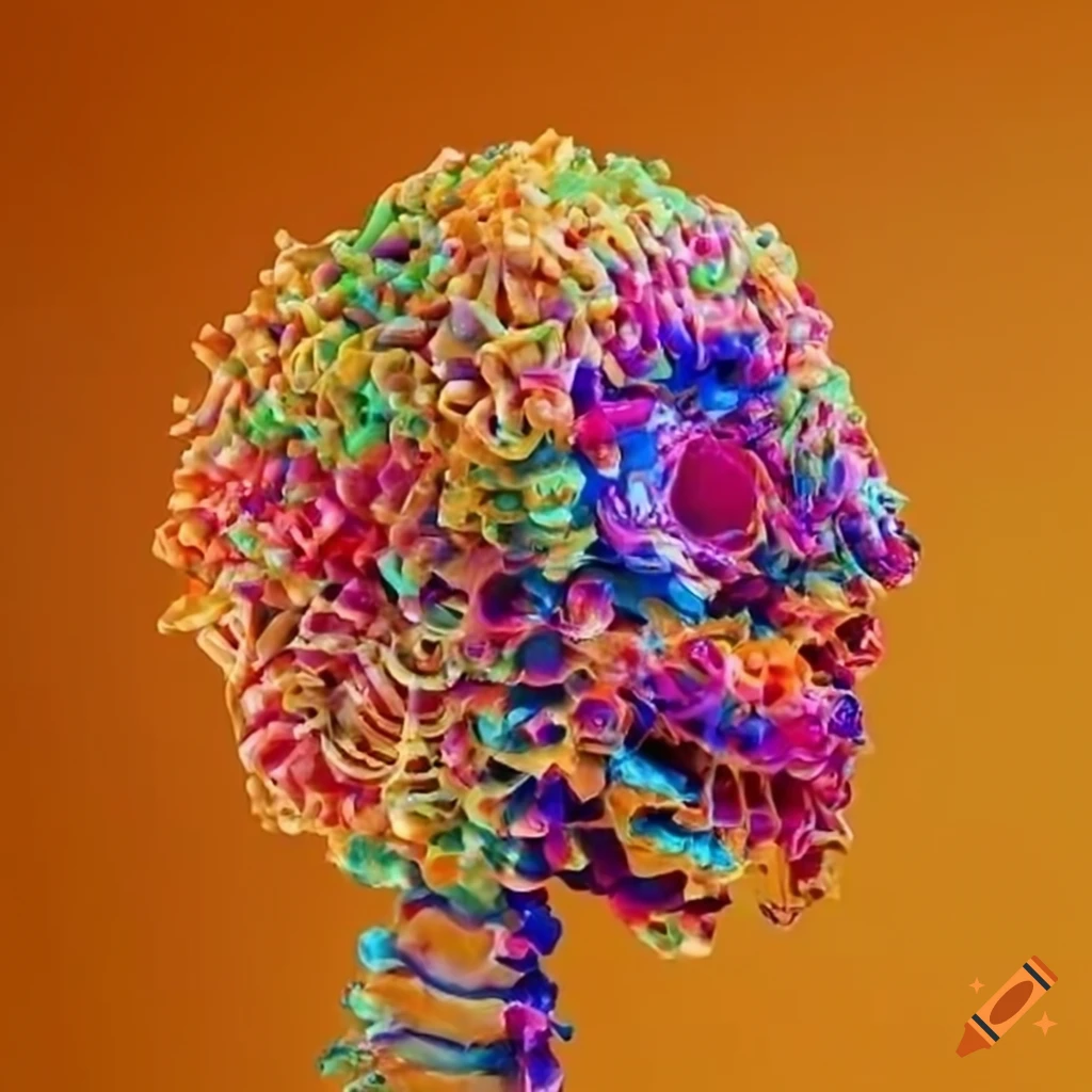 Abstract artwork of a colorful skeleton