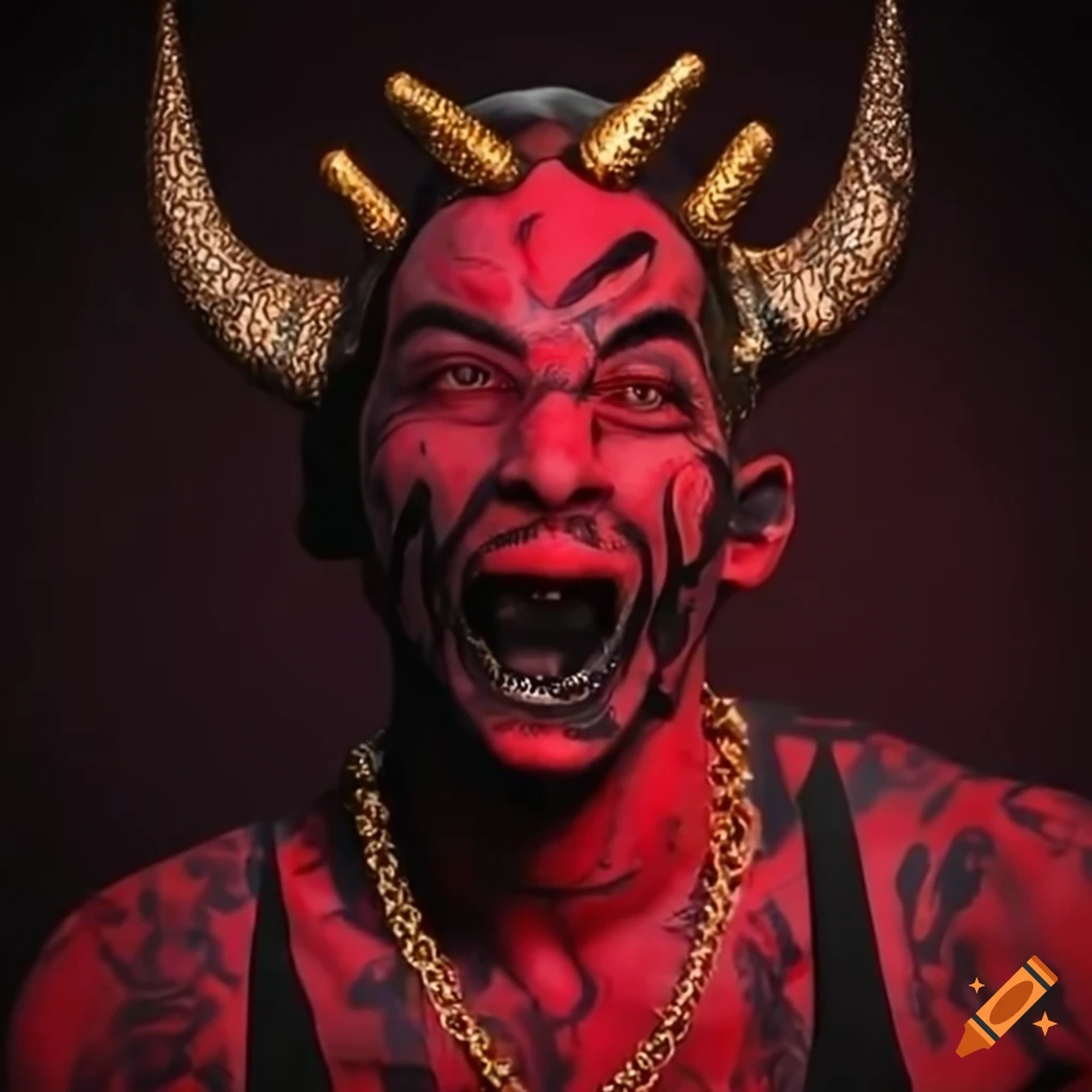 artistic depiction of satan as a rapper