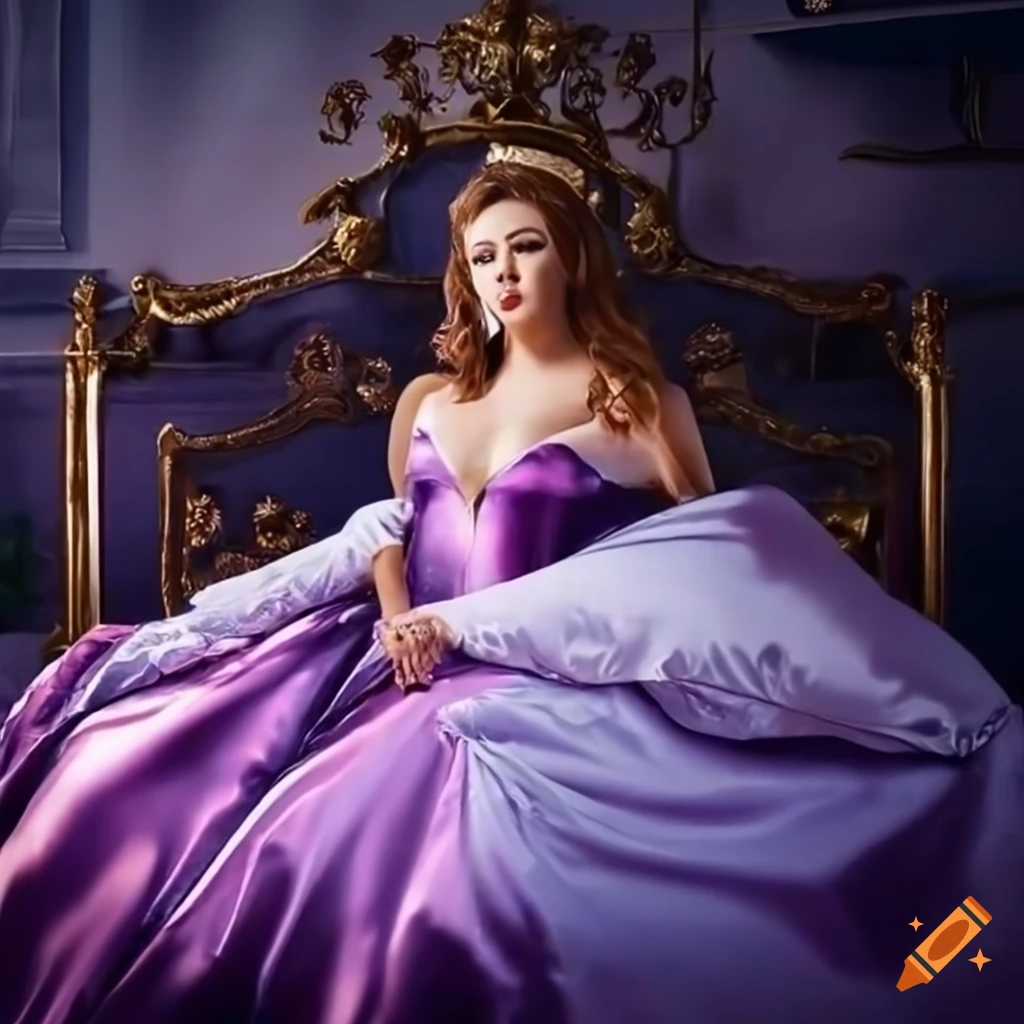 top-view-of-a-plus-size-model-in-patchwork-satin-ballgown-on-craiyon
