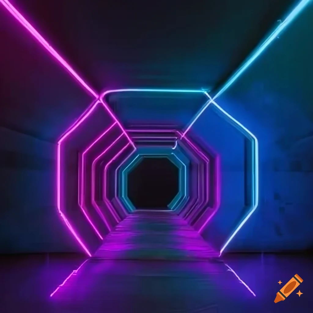 endless neon geometry tunnel