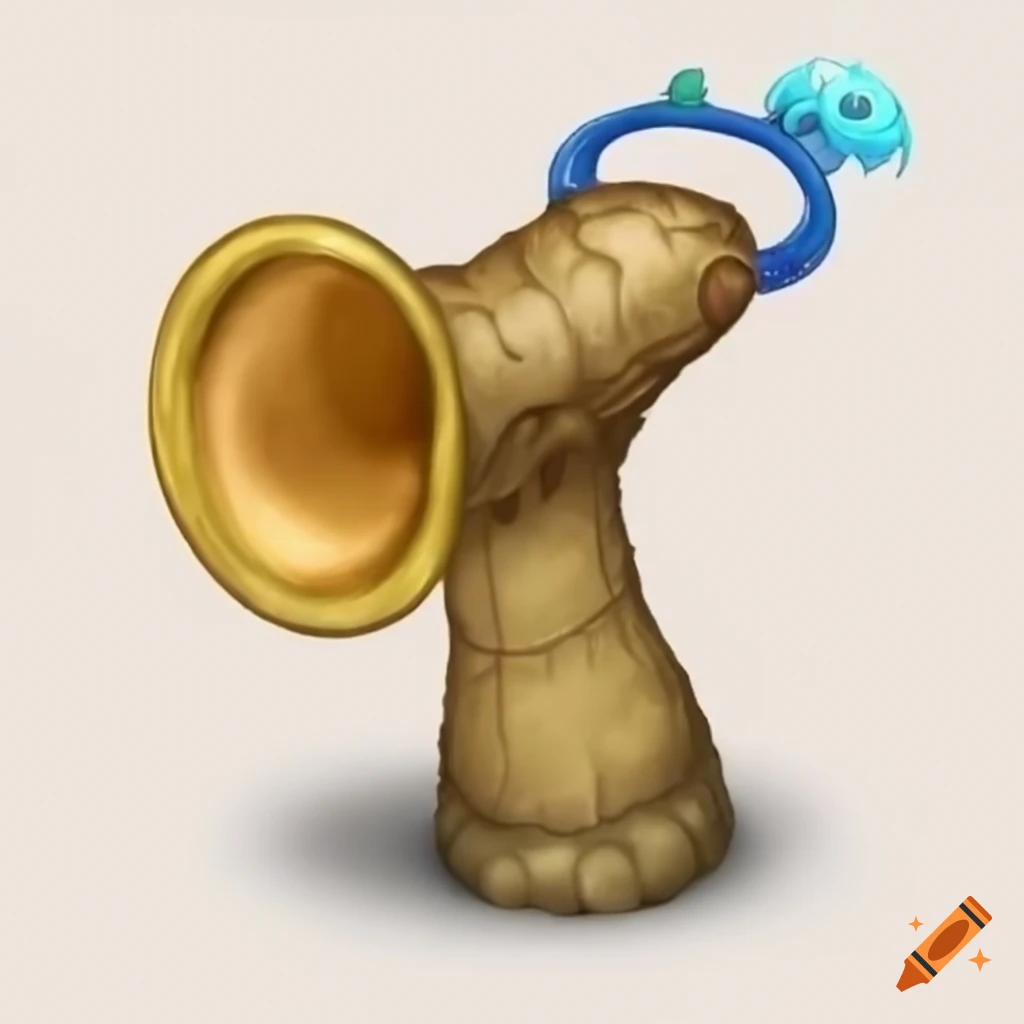 Water monster playing brass horn instrument on Craiyon