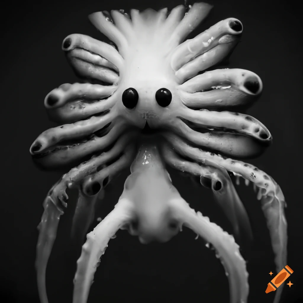 Black and white creature feature monster on Craiyon