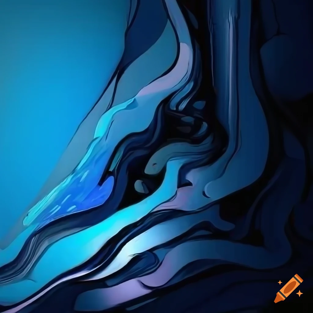 Abstract painting of metallic shapes
