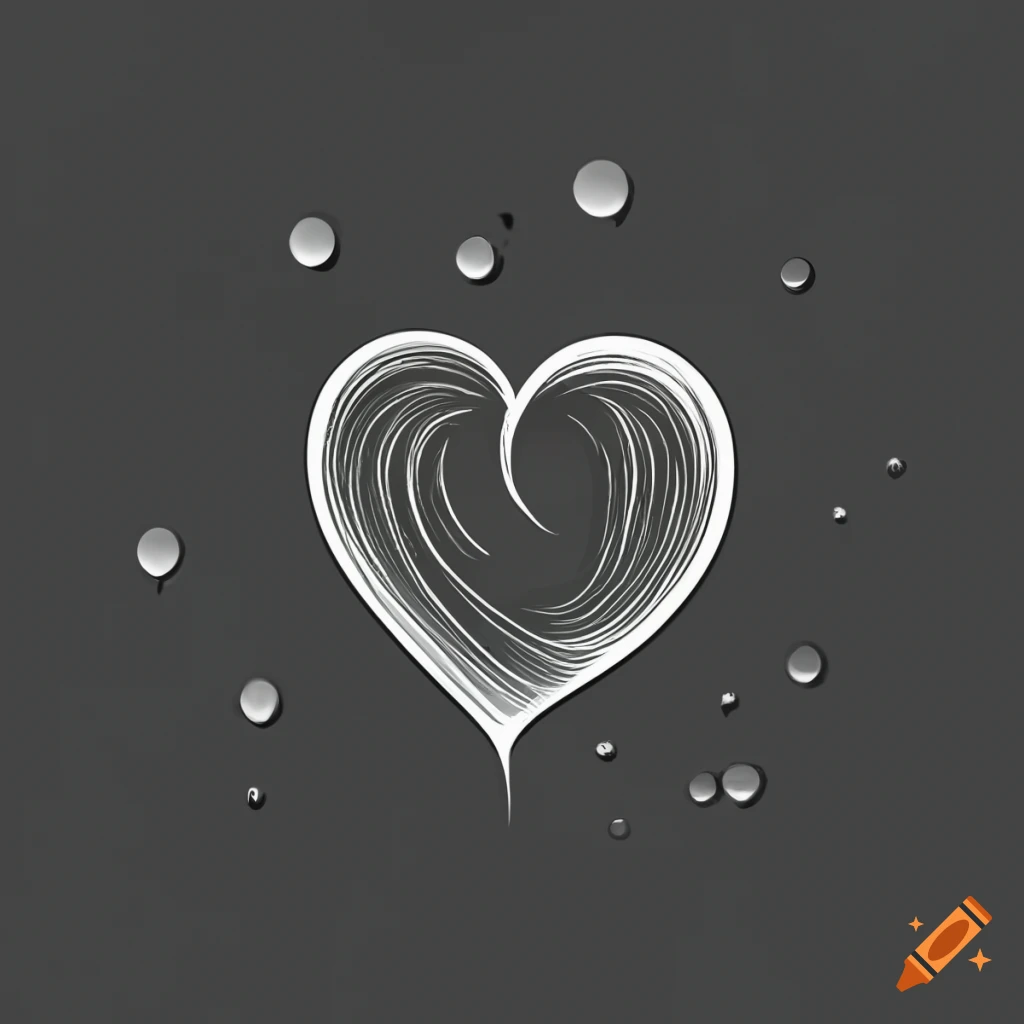 A 4K ultra HD mobile wallpaper with a minimalist abstract heart-shaped  pattern in black and white, with clean lines and negative space