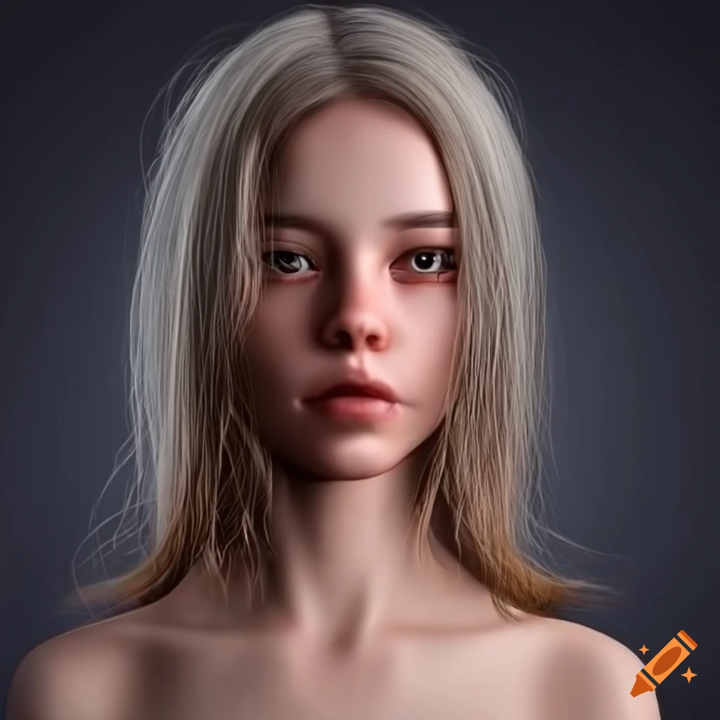 realistic 3D portrait of a stunning girl