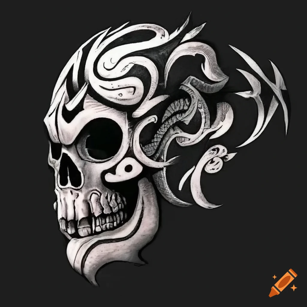 Skull Tattoo Stencil - Tribal Ethnic Maori | eBay