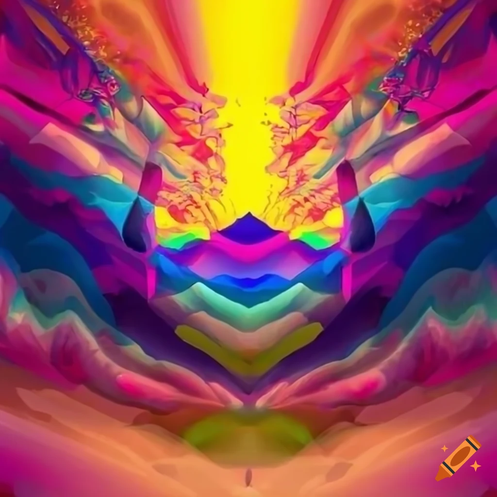 colorful quantum landscape with mountains and forests