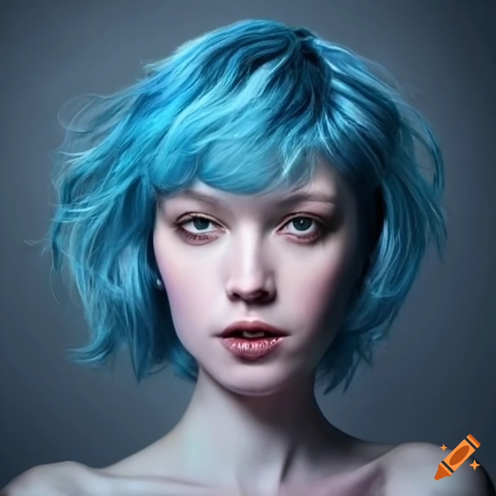 Portrait Of A Woman With Blue Hair