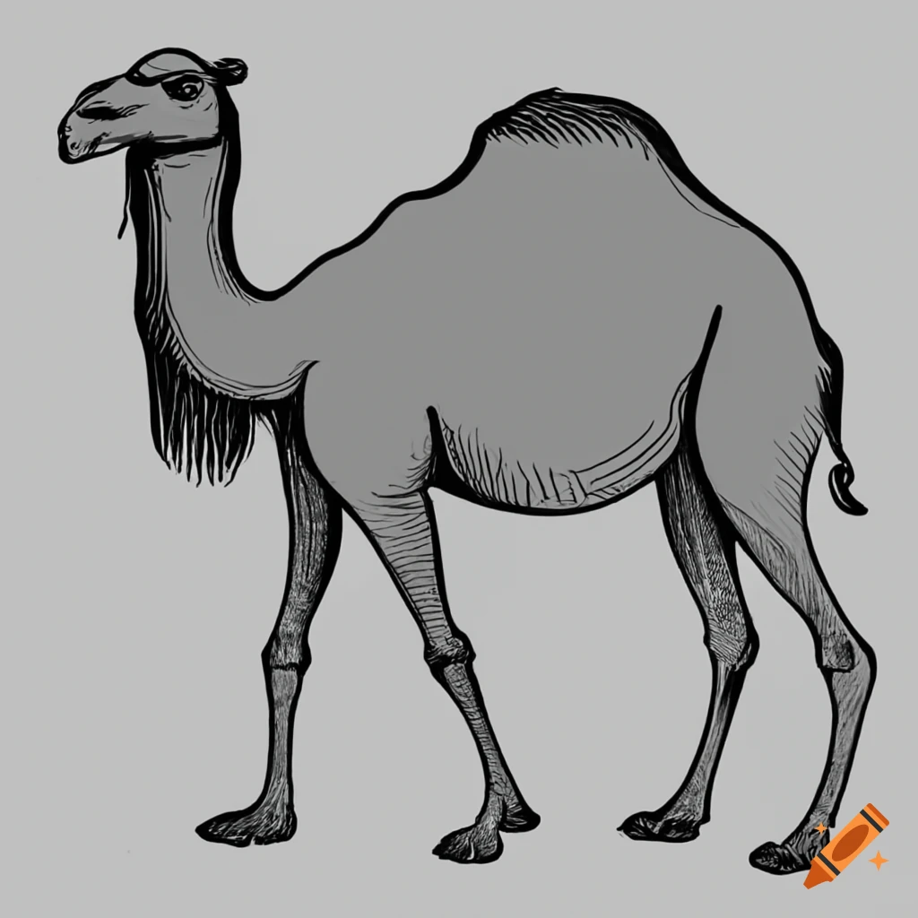 Premium Vector | Camel sketch realistic camel black color in sketch style  vector illustration